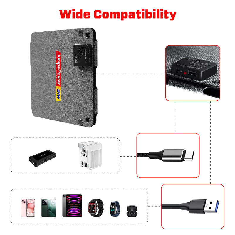 Load image into Gallery viewer, 21W Solar Panel Portable Charger JumpsPower Power Generator Foldable
