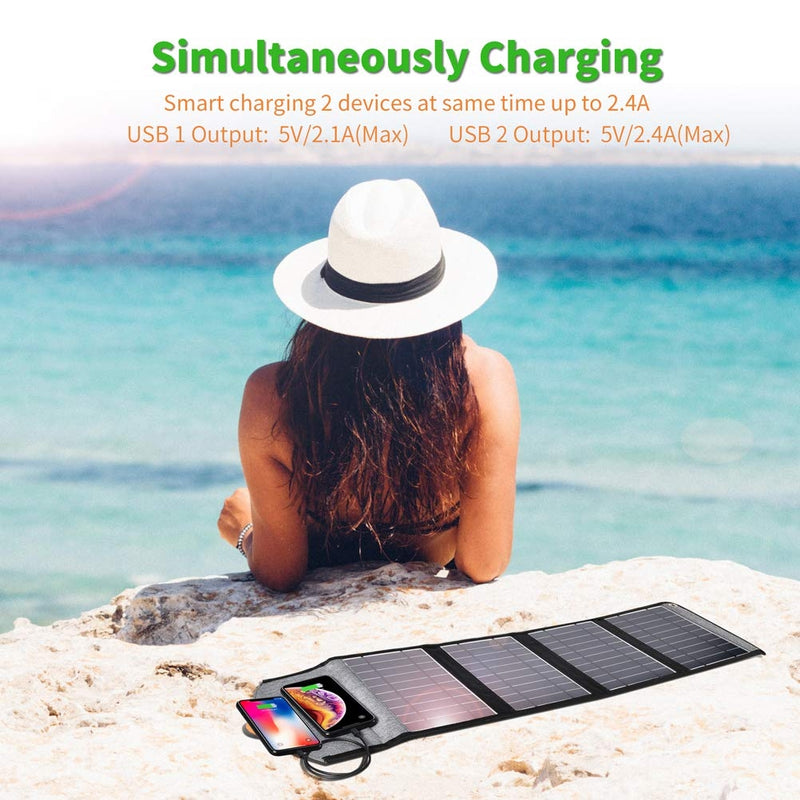 Load image into Gallery viewer, CHOETECH SC005 22W Portable Waterproof Foldable Solar Panel Charger (Dual USB Ports)
