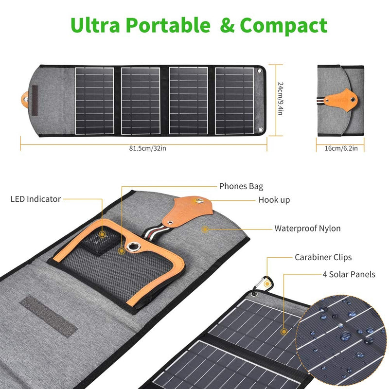 Load image into Gallery viewer, CHOETECH SC005 22W Portable Waterproof Foldable Solar Panel Charger (Dual USB Ports)
