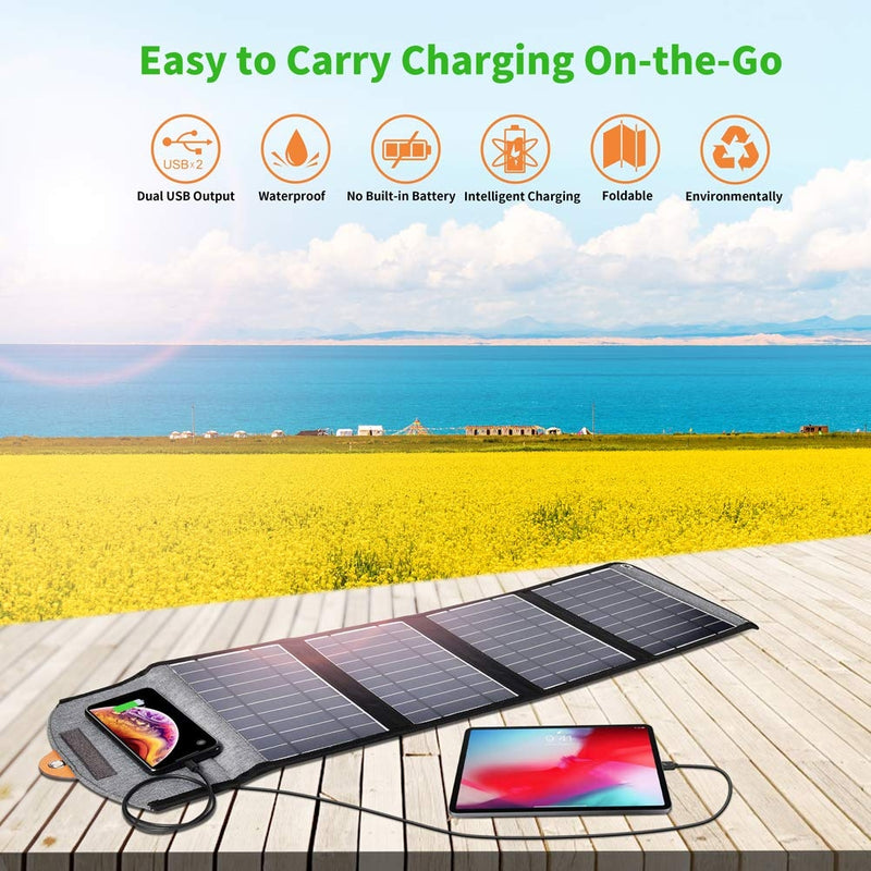 Load image into Gallery viewer, CHOETECH SC005 22W Portable Waterproof Foldable Solar Panel Charger (Dual USB Ports)
