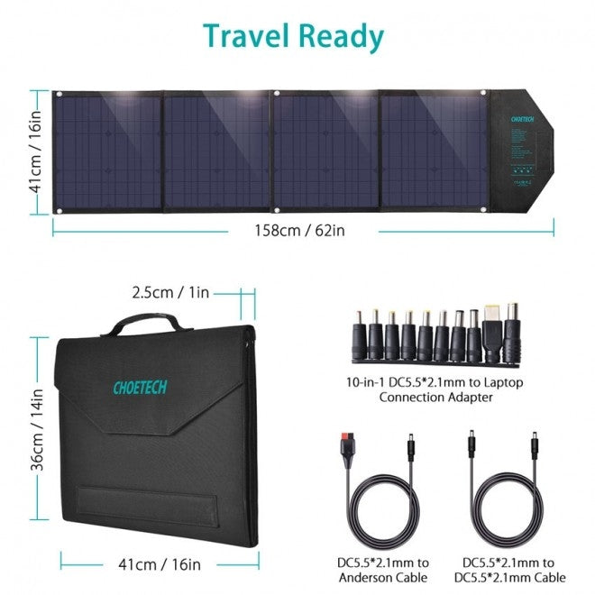 Load image into Gallery viewer, CHOETECH SC007 Solar Panel Portable Charger 80W 18V with USB-C PD 30W
