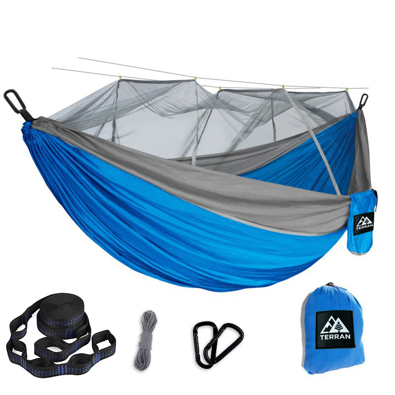 Load image into Gallery viewer, TERRAN Camping Hammock with Mosquito Net - Blue and Grey
