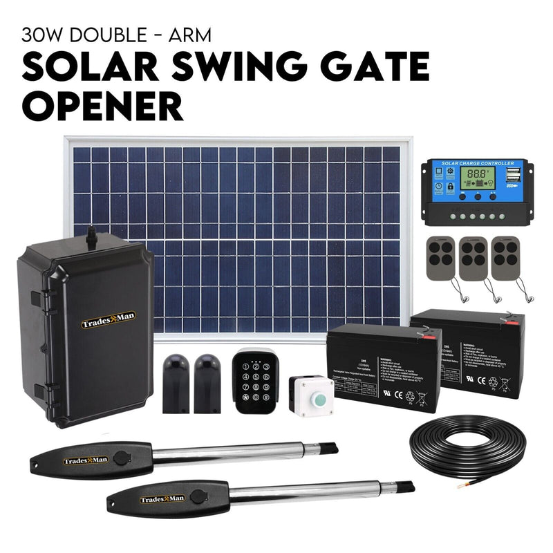 Load image into Gallery viewer, Double Swing Gate Opener Automatic Full Solar Power Kit Remote Control
