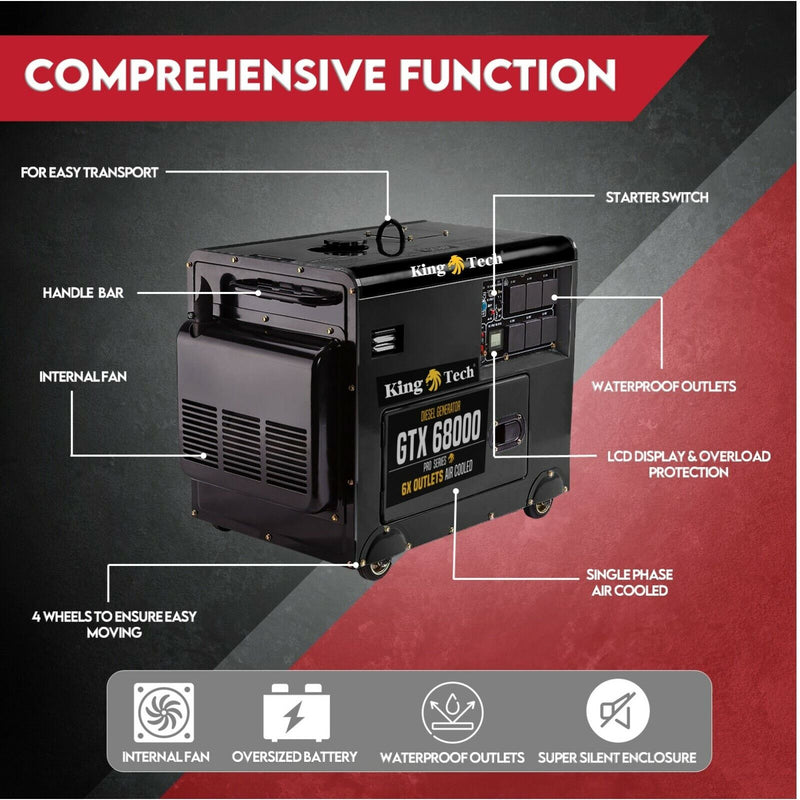 Load image into Gallery viewer, Diesel Generator Single Phase 8.4kw Rated Diesel 6kw 13hp Portable
