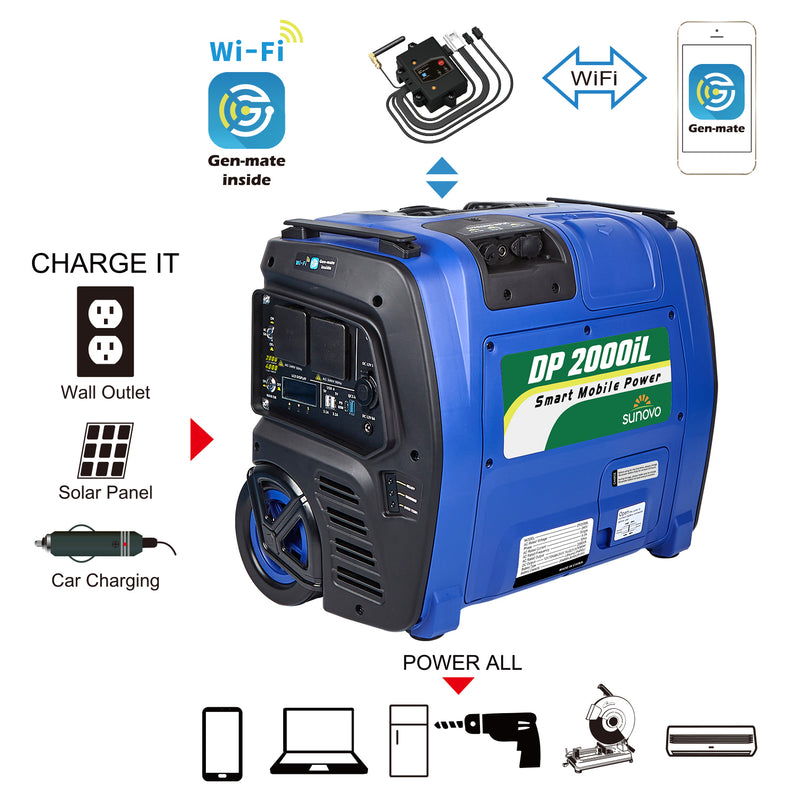 Load image into Gallery viewer, Sunovo 2000W Portable Power Station Solar Inverter Generator
