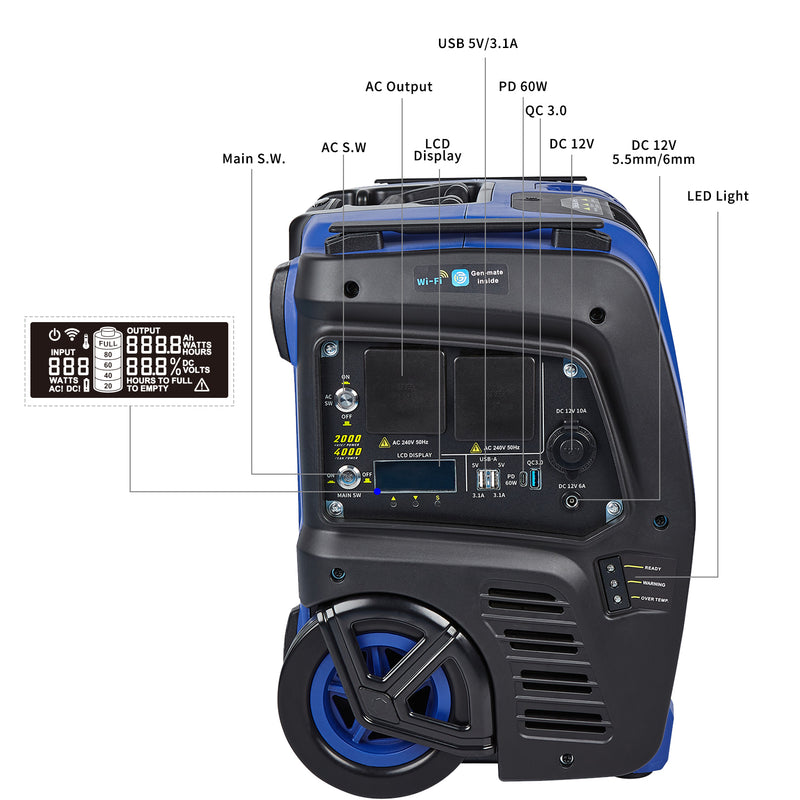 Load image into Gallery viewer, Sunovo 2000W Portable Power Station Solar Inverter Generator
