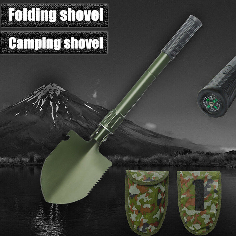 Load image into Gallery viewer, Survival Spade Camping Compass Mini Folding Shovel comes with carrying pouch
