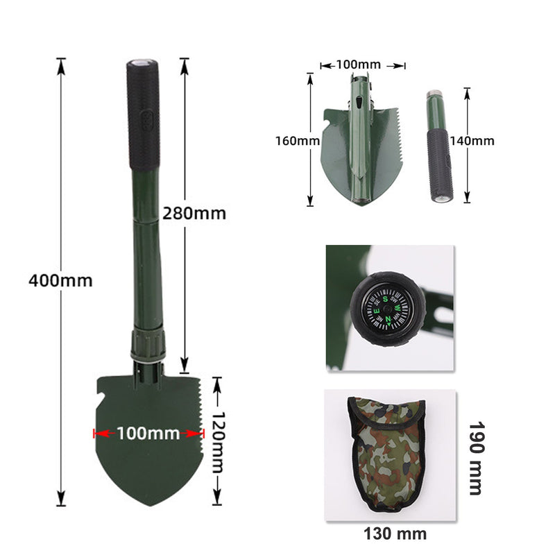 Load image into Gallery viewer, Survival Spade Camping Compass Mini Folding Shovel comes with carrying pouch
