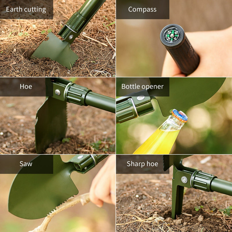 Load image into Gallery viewer, Survival Spade Camping Compass Mini Folding Shovel comes with carrying pouch
