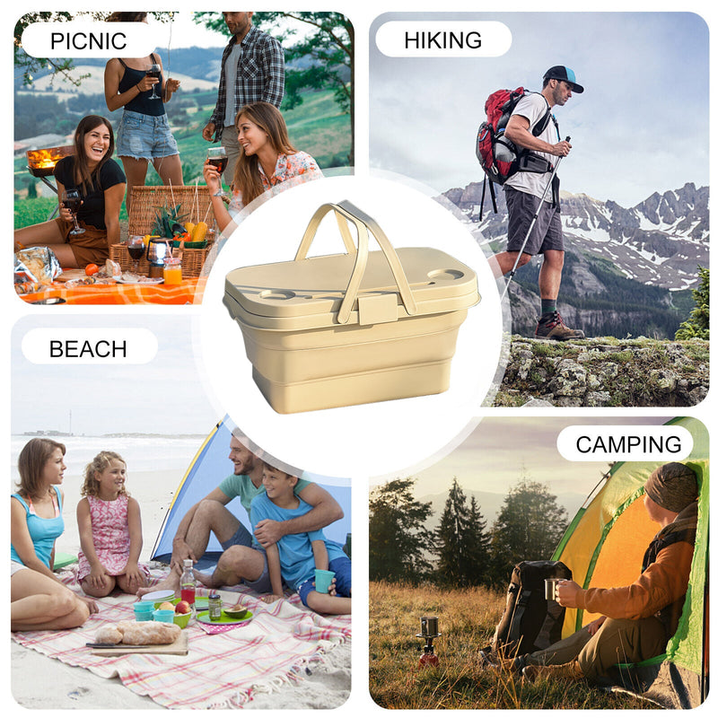 Load image into Gallery viewer, 3 In 1 Folding Camping Storage Box Outdoor Food Fruit Container Picnic Table Basket
