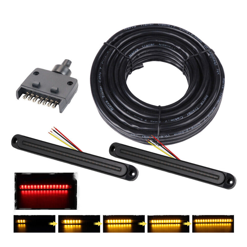 Load image into Gallery viewer, Trailer Tail Light Kit Pair Plug 7m 5 Core Wire Turn Signal 7 Pin Flat Plug Set
