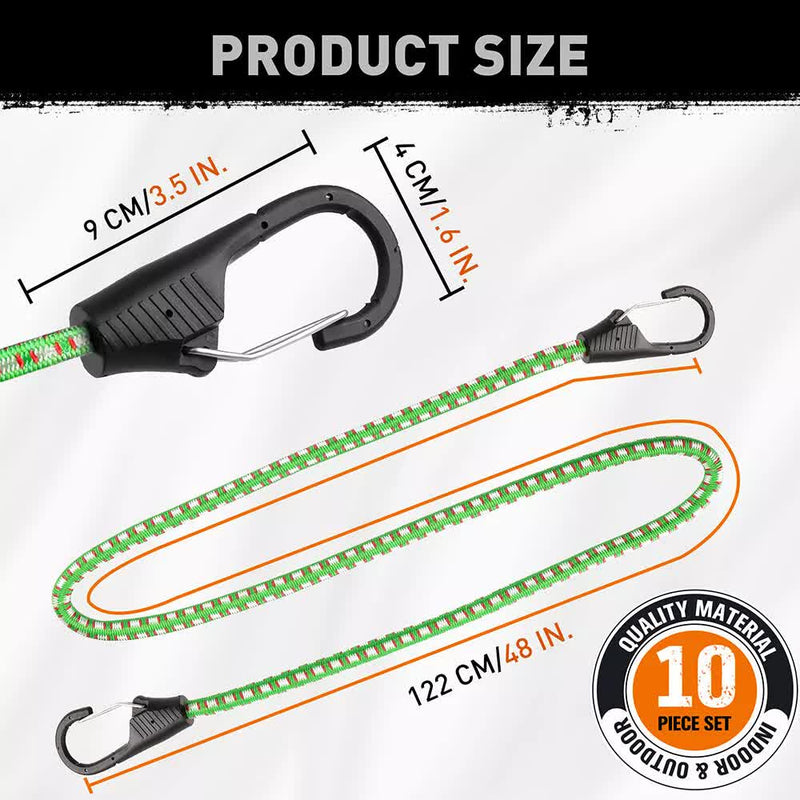 Load image into Gallery viewer, 10-Piece Bungee Cords With Hook 40inch Outdoor Elastic Bungee Straps Luggage
