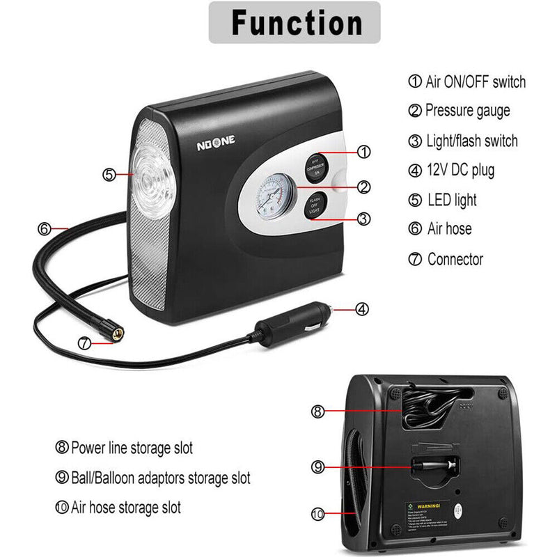 Load image into Gallery viewer, NOONE 3 IN 1 Air Compressor Tire Inflator 12V Portable Car Tire Inflator Pump
