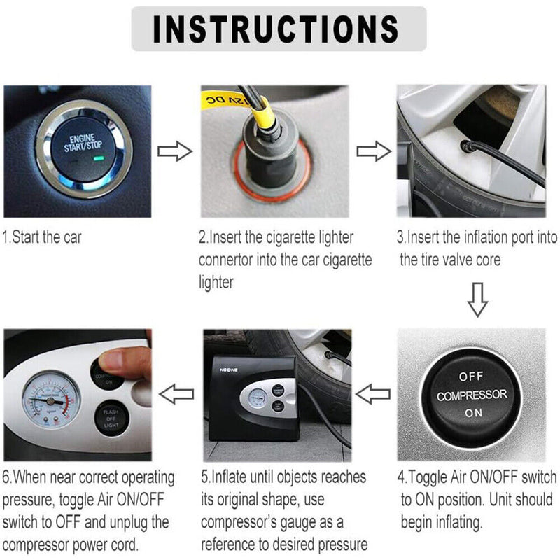 Load image into Gallery viewer, NOONE 3 IN 1 Air Compressor Tire Inflator 12V Portable Car Tire Inflator Pump
