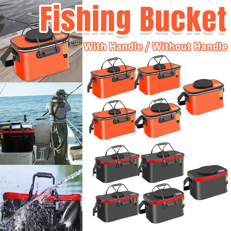 Load image into Gallery viewer, Portable Folding EVA Fishing Bucket Multi Use Live Fish Container with Strap - Black-45cm
