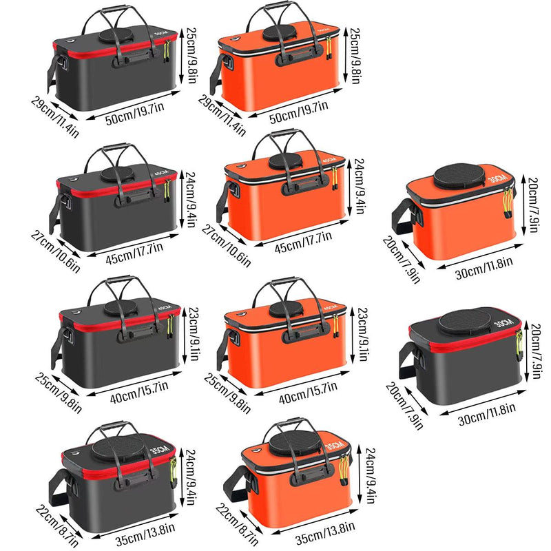 Load image into Gallery viewer, Portable Folding EVA Fishing Bucket Multi Use Live Fish Container with Strap - Black-45cm
