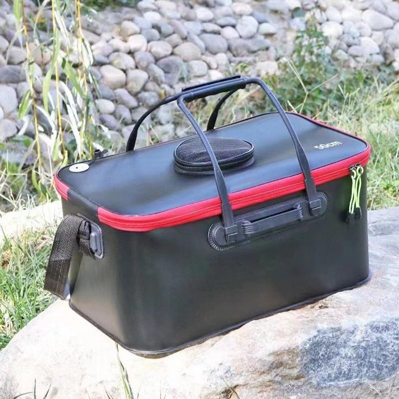 Load image into Gallery viewer, Portable Folding EVA Fishing Bucket Multi Use Live Fish Container with Strap - Black-45cm
