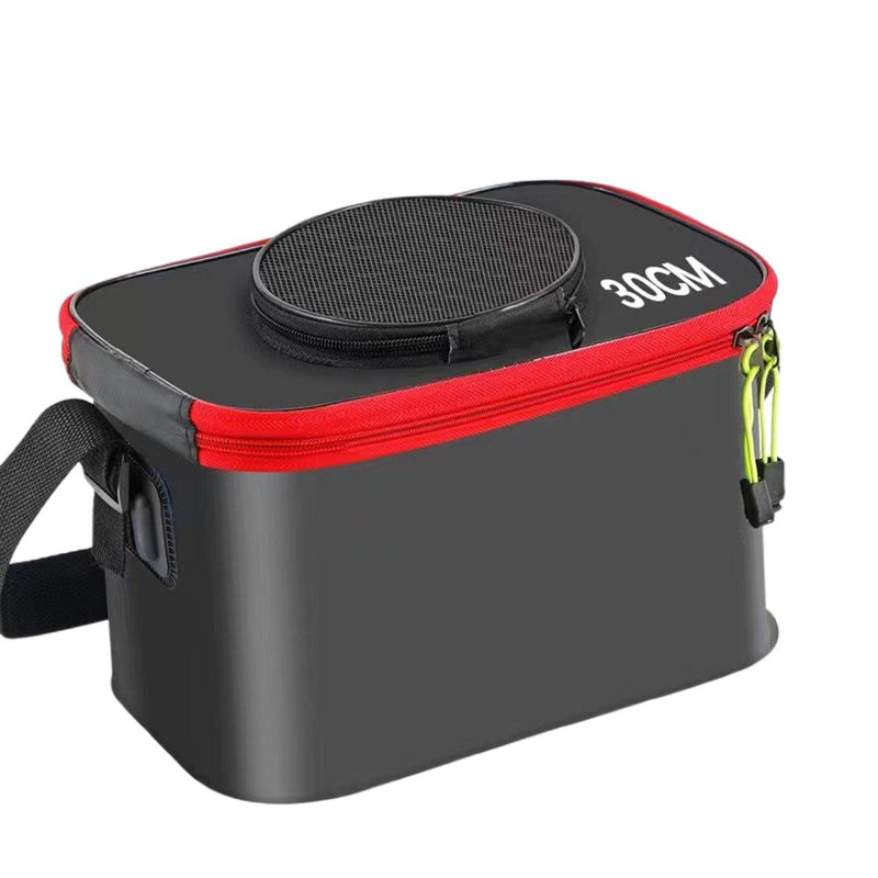 Load image into Gallery viewer, Portable Folding EVA Fishing Bucket Multi Use Live Fish Container with Strap - Black-45cm
