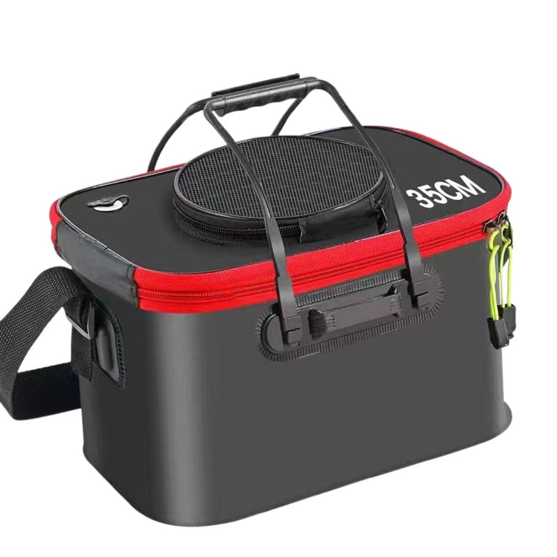 Load image into Gallery viewer, Portable Folding EVA Fishing Bucket Multi Use Live Fish Container with Strap - Black-45cm
