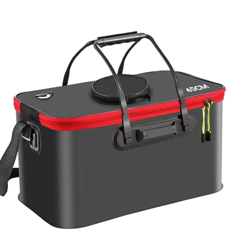 Load image into Gallery viewer, Portable Folding EVA Fishing Bucket Multi Use Live Fish Container with Strap - Black-45cm
