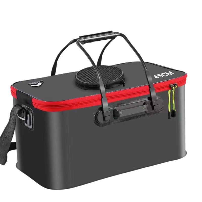 Load image into Gallery viewer, Portable Folding EVA Fishing Bucket Multi Use Live Fish Container with Strap - Black-45cm
