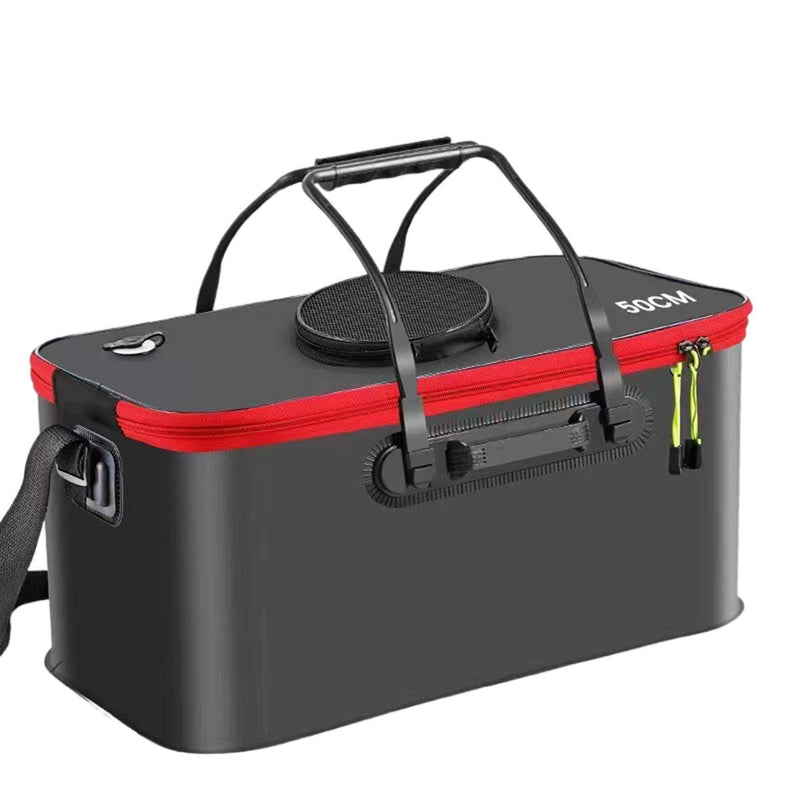 Load image into Gallery viewer, Portable Folding EVA Fishing Bucket Multi Use Live Fish Container with Strap - Black-45cm
