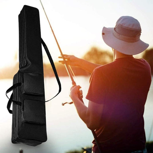 130cm Big Belly Fishing Tackle Bag Rod Storage Carry Case Outdoor Fishing Bag - Black