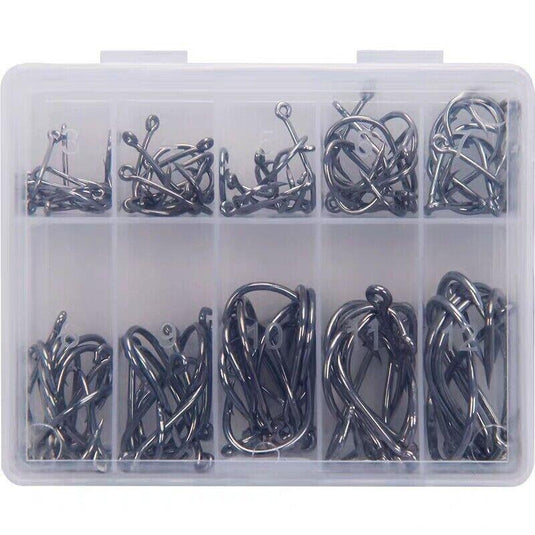 Fishing Hooks Octopus Style 100pcs Chemically Sharpened Assorted Sizes 3-12 - Gold