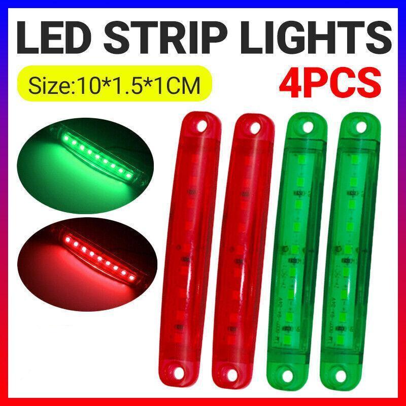 Load image into Gallery viewer, 4PCS Marine LED Navigation Strip Lights Red and Green Waterproof 12–24V Compatible
