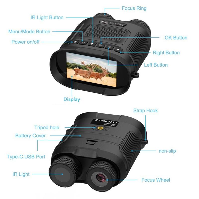Load image into Gallery viewer, 3 Digital Night Vision Binoculars with 3 Ips Screen - Green
