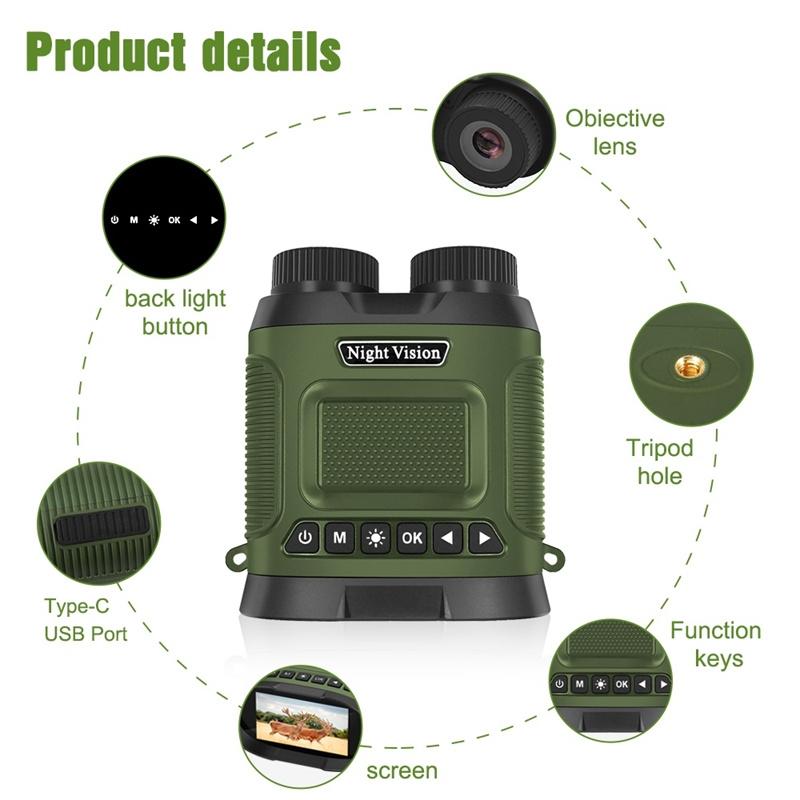 Load image into Gallery viewer, 3 Digital Night Vision Binoculars with 3 Ips Screen - Green
