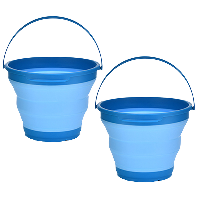 Load image into Gallery viewer, 2x 7L Foldable Collapsible Silicone Bucket for Home/Hiking/Camping/Fishing -Blue
