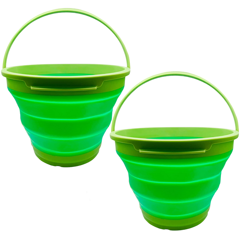 Load image into Gallery viewer, 2x 7L Foldable Collapsible Silicone Bucket for Hiking/Camping/Fishing - Green
