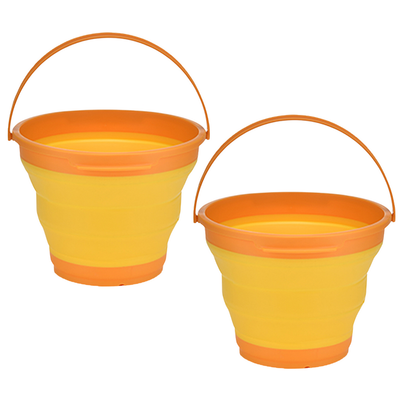 Load image into Gallery viewer, 2x 7L Foldable Collapsible Silicone Bucket for Hiking/Camping/Fishing - Orange
