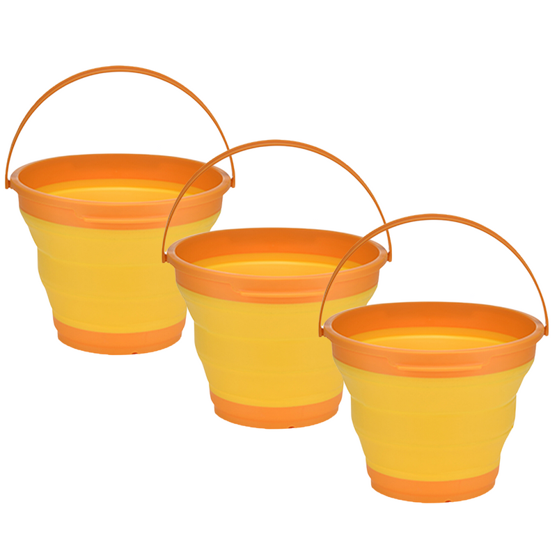 Load image into Gallery viewer, 3x 7L Foldable Collapsible Silicone Bucket for Hiking/Camping/Fishing - Orange
