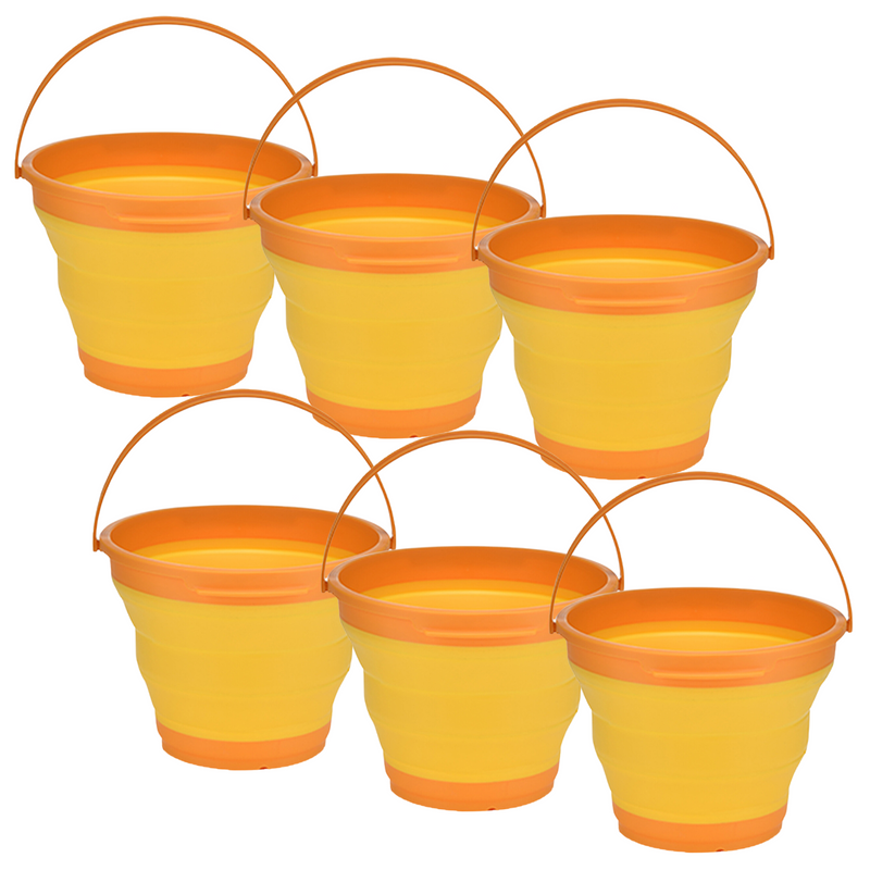 Load image into Gallery viewer, 6x 7L Foldable Collapsible Silicone Bucket for Hiking/Camping/Fishing - Orange
