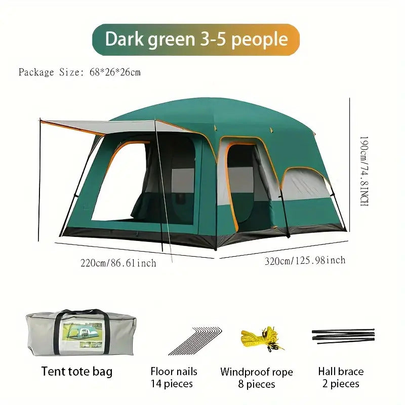 Load image into Gallery viewer, Tasman 3-5 Person Tent Camping Hiking Festival Pop Up Sleeping - Green
