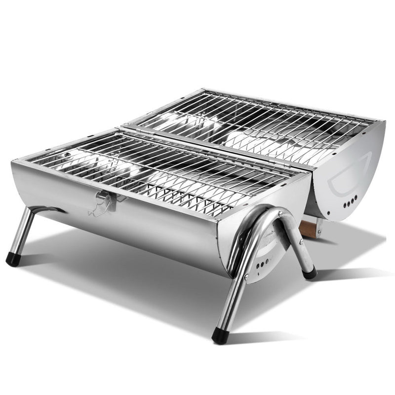 Load image into Gallery viewer, Stainless Steel BBQ Barrel Charcoal Smoker Portable Foldable Barbecue Camping Picnic
