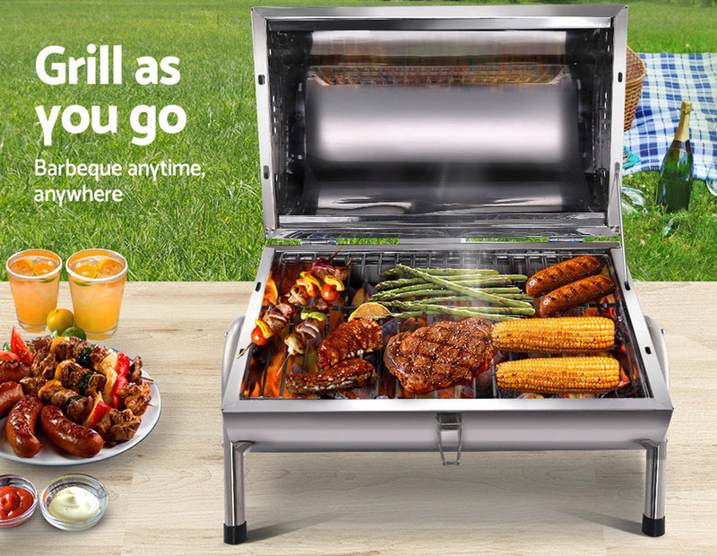 Load image into Gallery viewer, Stainless Steel BBQ Barrel Charcoal Smoker Portable Foldable Barbecue Camping Picnic
