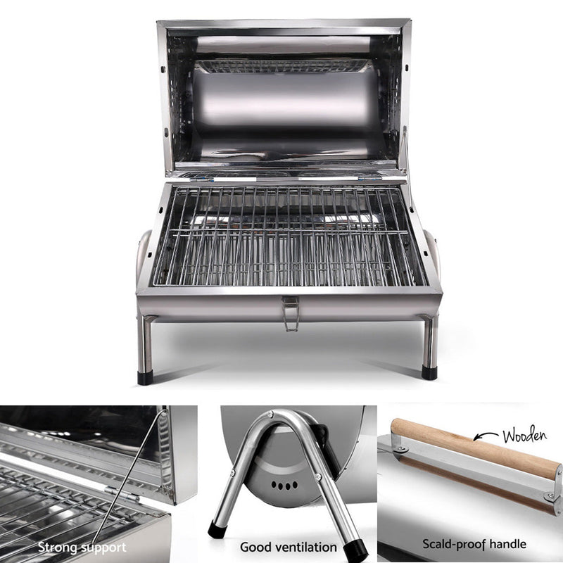 Load image into Gallery viewer, Stainless Steel BBQ Barrel Charcoal Smoker Portable Foldable Barbecue Camping Picnic
