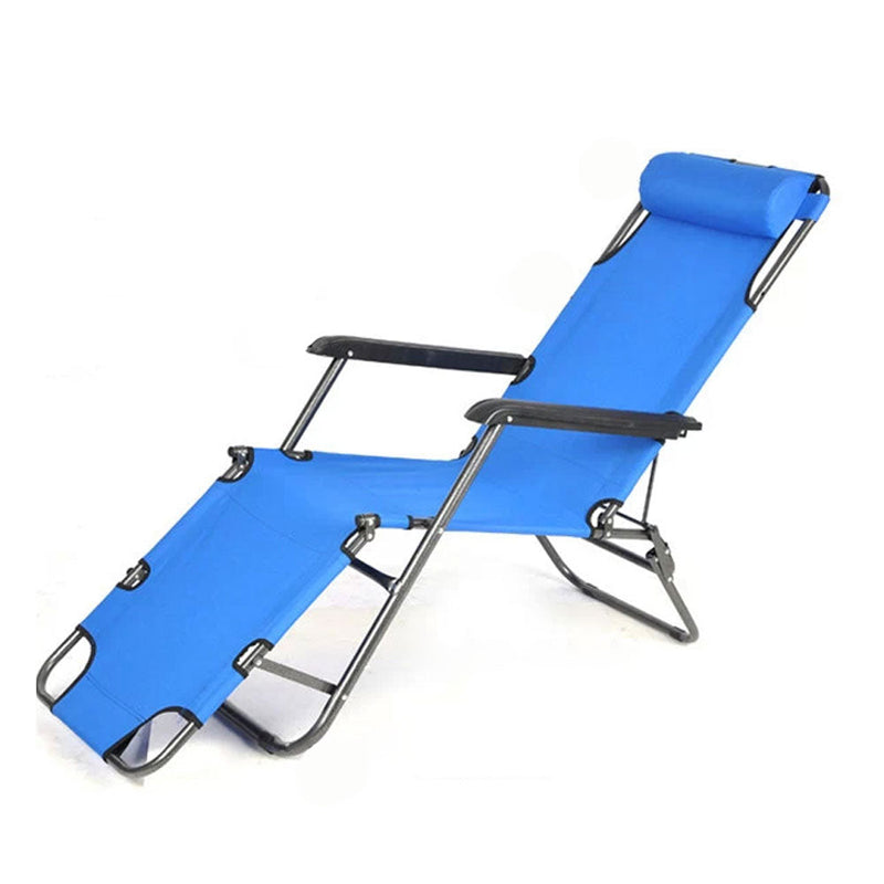 Load image into Gallery viewer, Reclining Sun Beach Deck Lounge Chair Outdoor Folding Camping Fishing Arm Rest - blue
