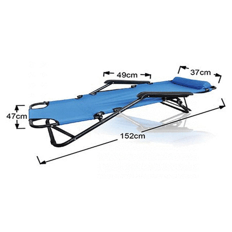Load image into Gallery viewer, Reclining Sun Beach Deck Lounge Chair Outdoor Folding Camping Fishing Arm Rest - blue
