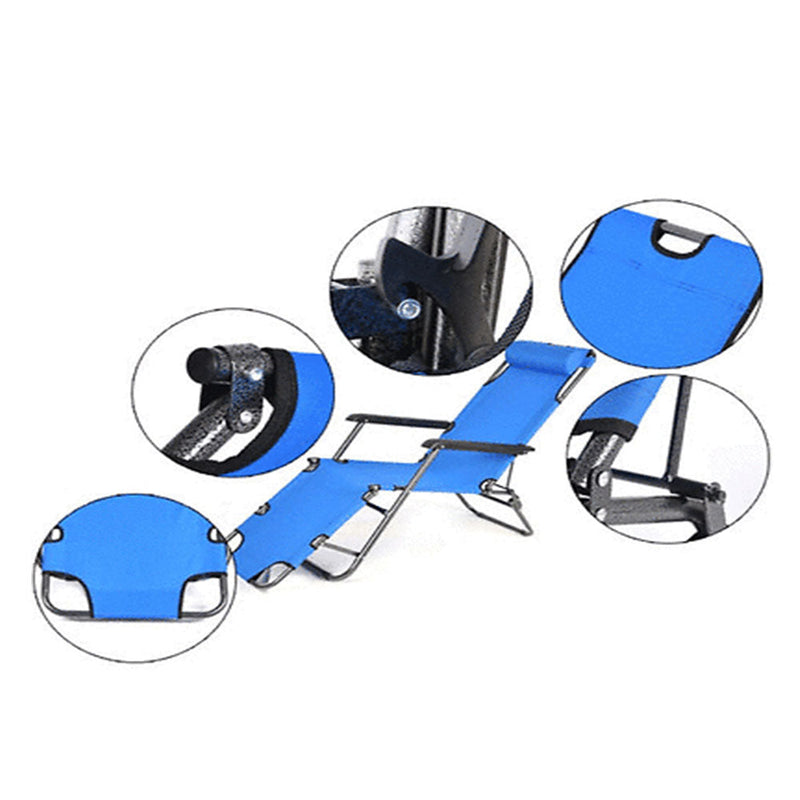 Load image into Gallery viewer, Reclining Sun Beach Deck Lounge Chair Outdoor Folding Camping Fishing Arm Rest - blue
