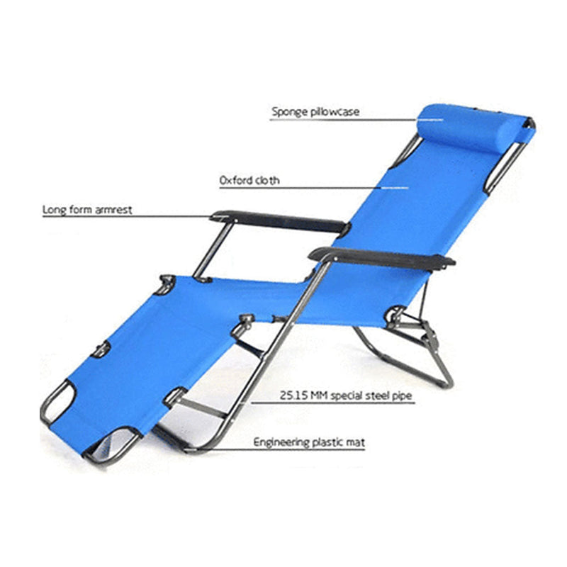 Load image into Gallery viewer, Reclining Sun Beach Deck Lounge Chair Outdoor Folding Camping Fishing Arm Rest - blue
