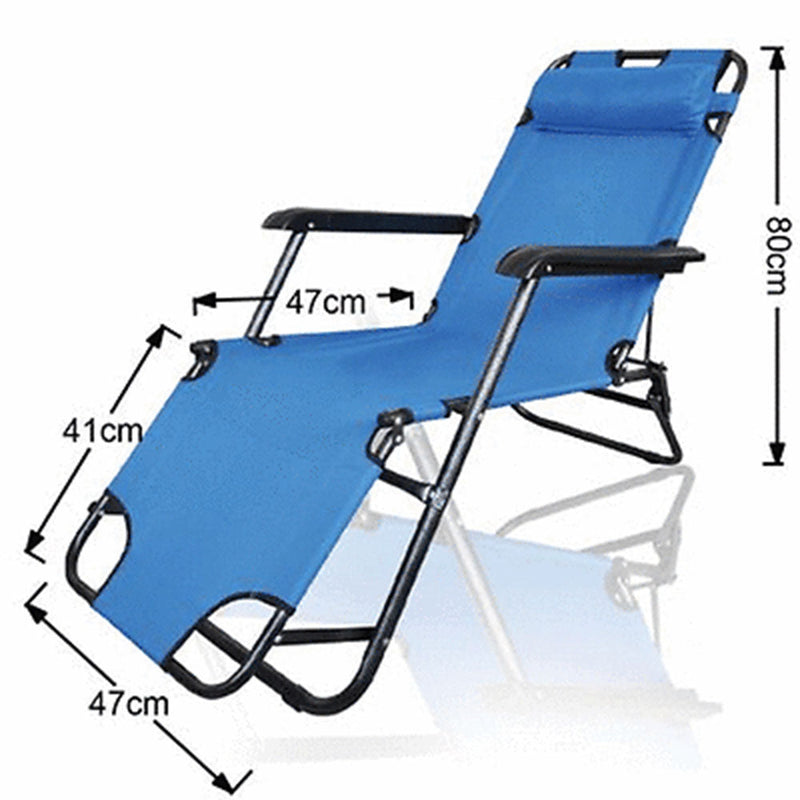Load image into Gallery viewer, Reclining Sun Beach Deck Lounge Chair Outdoor Folding Camping Fishing Arm Rest - blue
