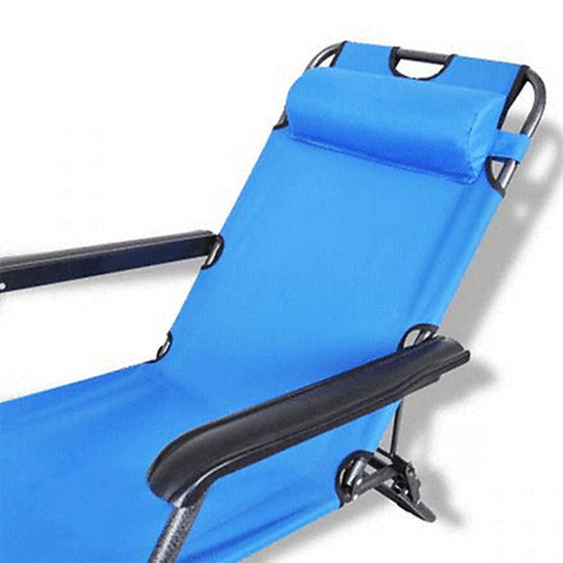 Load image into Gallery viewer, Reclining Sun Beach Deck Lounge Chair Outdoor Folding Camping Fishing Arm Rest - blue
