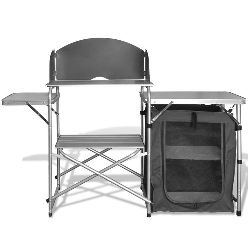 Load image into Gallery viewer, Aluminium Foldable Camping Cooking Kitchen Picnic Cupboard Bench Table Windshield
