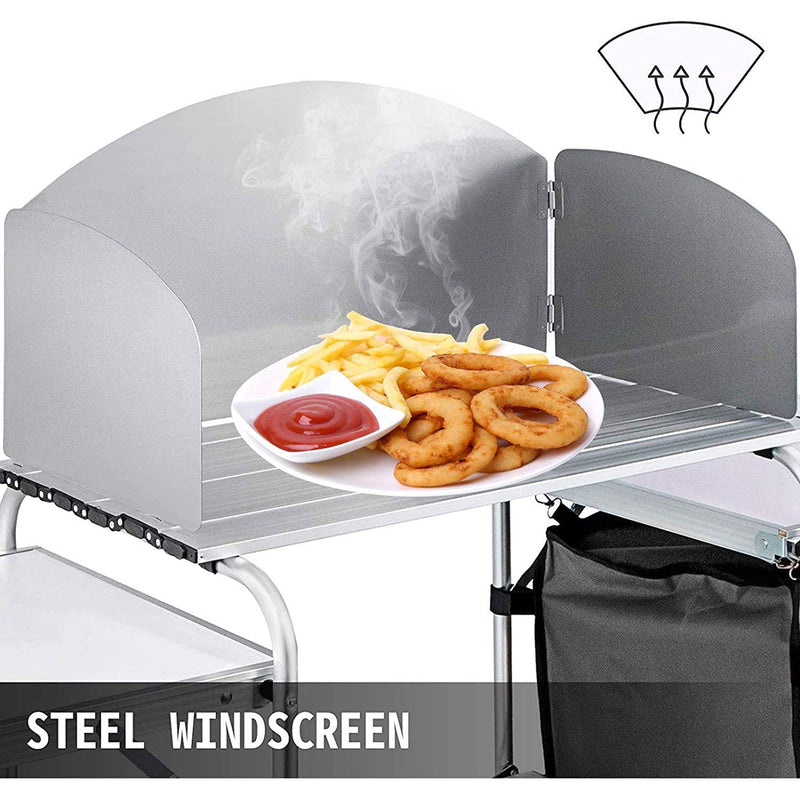 Load image into Gallery viewer, Aluminium Foldable Camping Cooking Kitchen Picnic Cupboard Bench Table Windshield
