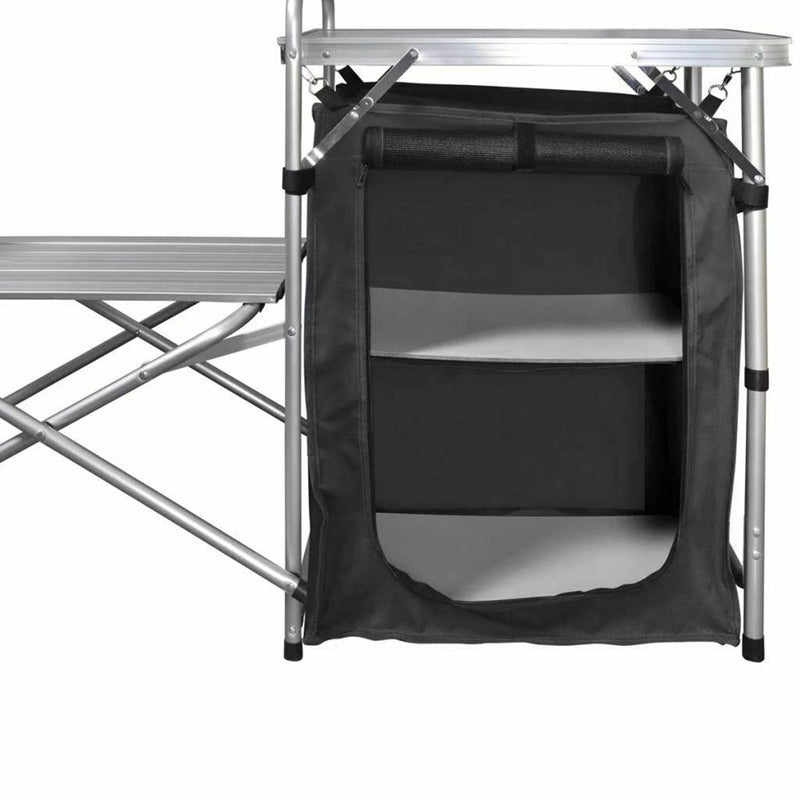 Load image into Gallery viewer, Aluminium Foldable Camping Cooking Kitchen Picnic Cupboard Bench Table Windshield
