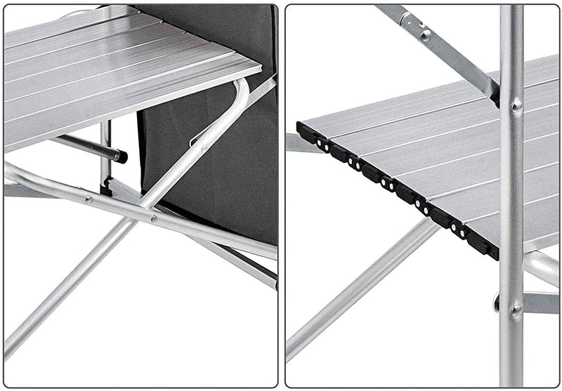 Load image into Gallery viewer, Aluminium Foldable Camping Cooking Kitchen Picnic Cupboard Bench Table Windshield
